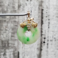 18K CZ Round Jade Pendant