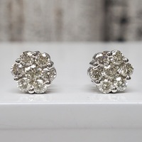 14K Cluster Stud Screwbacks Diamond Earring