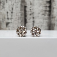 10K Cluster Diamond Screwbacks Stud Earrings