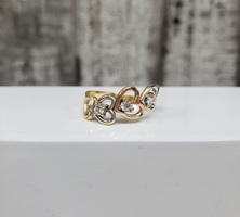 14K TriColor Heart Design CZ Ring