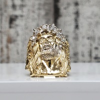 10K Jesus Face CZ Ring