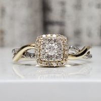 10K Two-Tone Diamond Halo Ring