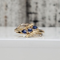 14K 3 Sapphires + Diamond Ring