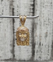 14K TriColor Jesus Face Religious CZ Pendant