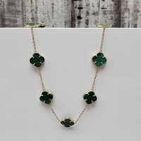 18" 10K Malachite Stone Necklace