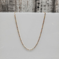 18" 14K TriColor Diamond Cut Figaro Link Necklace 