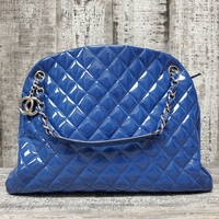 Chanel Quilted CC SHW Chain Tote Bag Patent Leather Blue Chanel Purse