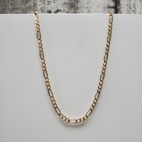 23.75" 14K Tricolor Diamond Cut Figaro Link Necklace