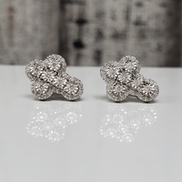 10K Diamond Cross Shaped Screwbacks Earrings for sale!