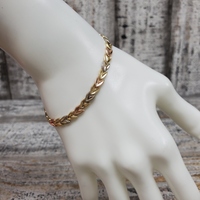 14K TriColor Leaf Design Bracelet