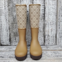 Tory Burch T Monogram Hurricane Tall Rain Boot Size 8