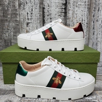 Gucci Ace Sneaker Web Bee Embroidered Platform White Size 38 In Box