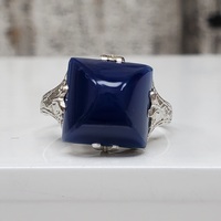 14K Fancy Design Ring w/ Blue Pyramid Shaped Stone