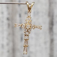 14K Diamond Cross Religious Pendant