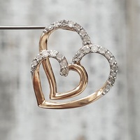 10K Double Heart Diamond Pendant