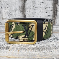 Louis Vuitton Takashi Murakami Green Camouflage Monogram Belt 