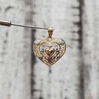 14K Tricolor Fancy Heart Pendant