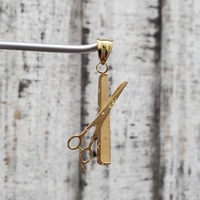 14K Hair Dressing Comb and Scissor Pendant
