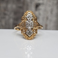 14K Vintage Design Diamond Ring