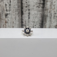 14K Diamond + Sapphire Ring