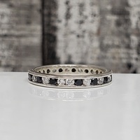 925 SLV Blue + Clear CZ Eternity Band Ring