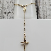6.5"-9.5" 14K TriColor Rosary Bracelet / Anklet