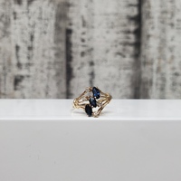 10K Marquise Sapphires + Diamond Ring