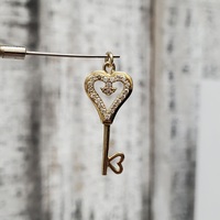 10K CZ Key Pendant w/ Heart Shape