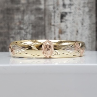 14K Virgin Mary / Guadalupe Religious Adjustable Tapered Bangle Bracelet