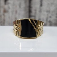 14K Jubilee Style Ring w/ Black Stone Inlay (Some Surface Wear) 