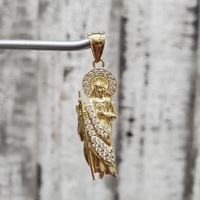 10K St. Jude / San Judas CZ Religious Pendant