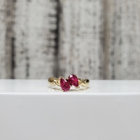 10K 2 Pear Rubies Ring