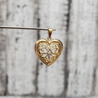 14K Diamond Scroll Design Heart Pendant