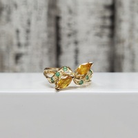 14K Marquise Citrines + Emeralds Ring