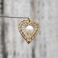 10K Heart Pearl Pendant