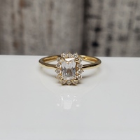 14K CZ Radiant and Round Ring