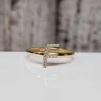 14K CZ Letter "F" Ring