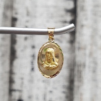 14K TriColor Jesus / Virgin Mary / Guadalupe Double Sided Religious Pendant
