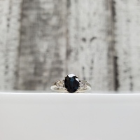 14K Oval Sapphire + Diamond Ring