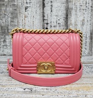 Chanel Pink Lambskin Quilted Small Boy Bag