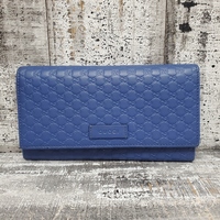 Gucci Large Leather Wallet Blue GG Design Women