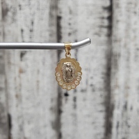 14K TriColor CZ Virgin Mary / Guadalupe Religious Pendant