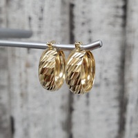 14K Fancy Cut Hoop Earrings