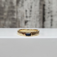 14K Rectangular Sapphire Fancy Design Band Ring