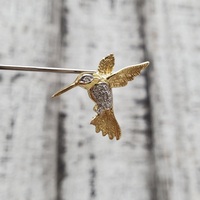 14K Diamond Hummingbird Pin / Broach