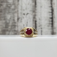 14K CZ + Synth Ruby Ring