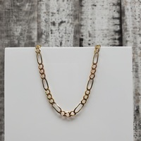 22" 14K TriColor Diamond Cut Figaro Link Necklace