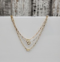 14K TriColor Oval / Round Link Necklace w/ 3 Strand Design