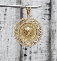  14K Medusa Meander Design CZ Pendant