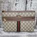 Gucci GG Supreme Monogram Large Ophidia Pouch Clutch Brown